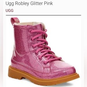 Ugg Robley girls sturdy glitter pink sparkle zip-up lined boots- Size 8 Toddler